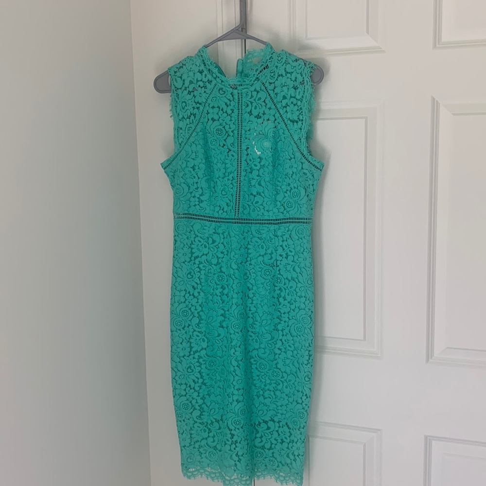 Lace panel sheath dress